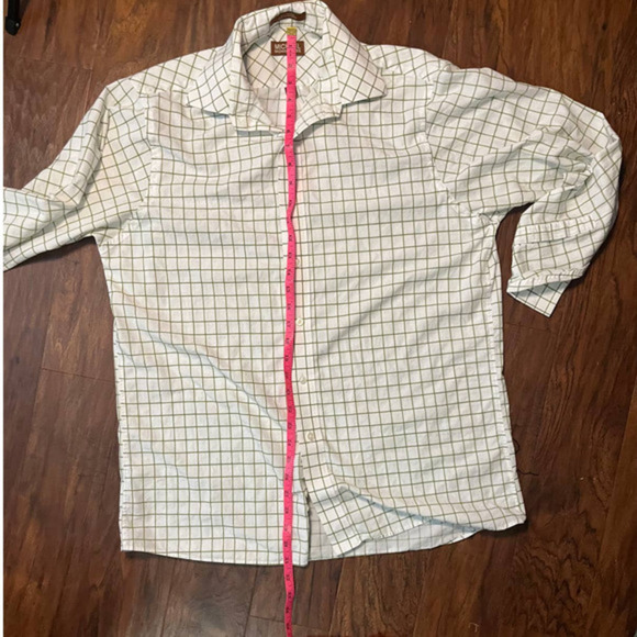 Michael Kors Green and White Plaid Button Down size Large - Picture 4 of 7